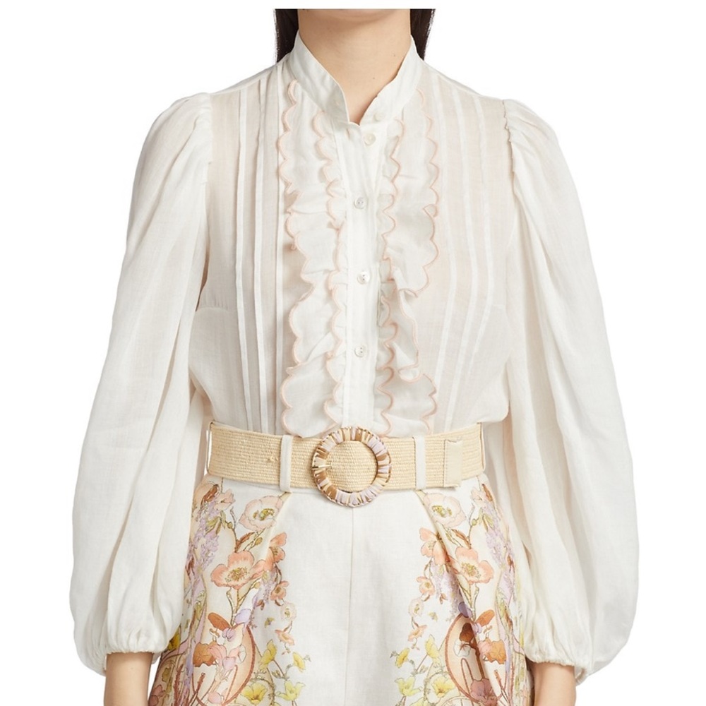 Zimmermann Jude Scallop Frill Shirt- Ivory